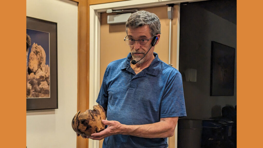 Claude Godcharles shows a mulberry bowl