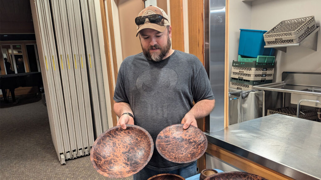 Nate Seagraves turned redwood burl bowls